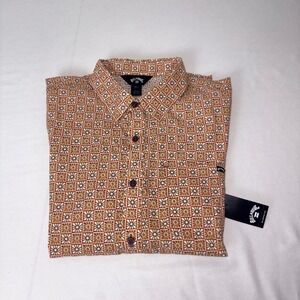 Billabong Mens Small Short Sleeve Button Down Shirt Geometric Sunburst Tile New